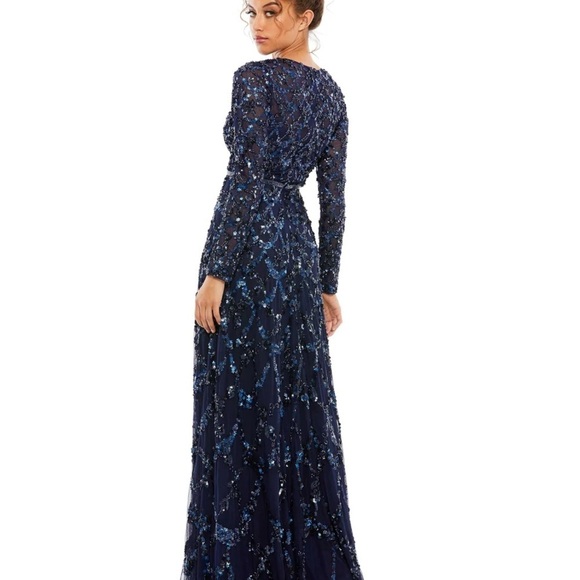 Mac Duggal Navy Sequin Gown - Picture 2 of 15